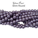 6mm Round, LONG STRAND/LINE 6MM  COLOR GLASS PEARL BEADS FOR JEWELRY MAKING (long String approx 32 Inches long) Approx 144 beads