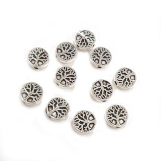 40 Pcs Silver oxidized Tree of Life Beads in size about 10mm