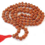 8mm Knotted Brown Original Rudraksha Japa Mala (5 Mukhi Mala, 108 beads Mala Rosary Garland