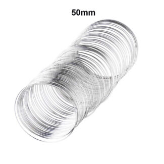 50 turns of Cercle loop memory wire for making Bracelets in size 50mm (5cm) Silver Plated, Stainless steel alloy