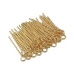 100/Gram Pkg. Stainless Stell Eye Pins for jewelry making 24mm Gold Plated