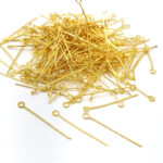 100/Gram Pkg. Stainless Stell Eye Pins for jewelry making 45mm Gold Plated