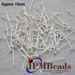 50/Grams Pkg. Head Pins Essential Jewelry earring making Findings Raw Materials 15mm 22 Gauge Wire Silver