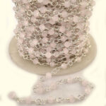 1 Meter Pkg. Beaded Chain Teal AB color 4mm glass crystal beads Faceted Rondelle with silver plated wire