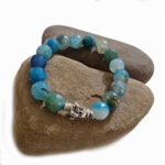 10mm Gemstone Onyx turquoise color bracelets, stretchable easy to wear in all hand
