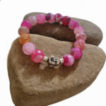 10mm Gemstone Onyx Pink color bracelets, stretchable easy to wear in all hand