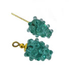 10pcs Pkg. glass handmade fruit charms Teal color in size about 12x18mm with golden wire loop