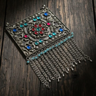 Antique Silver Tribal Afghan Pendant Replica – Vintage Ethnic Statement Jewelry large pendant in size about