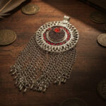 Antique Silver Tribal Afghan Pendant Replica – Vintage Ethnic Statement Jewelry large pendant in size about