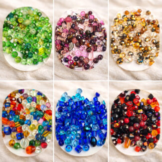 Crystal Glass Beads 4–7mm | 6 Color Combo | Mixed Shapes & Sizes | Premium Beads for Jewelry Making
