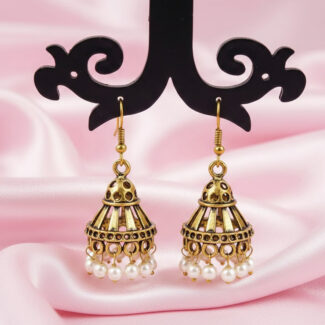 Traditional Gold Plated Jhumka Earrings for Women – Ethnic Wedding & Party Wear