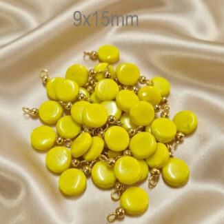 100pcs pack, Yellow Flat 9mm size, Glass Charms jewelry making finding