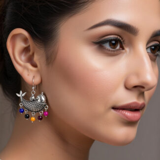 Boho Ethnic Statement Earrings for Women | Oxidized Tribal Dangle Earrings | Handmade Fashion Jewelry