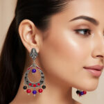 Boho Ethnic Statement Earrings for Women | Oxidized Tribal Dangle Earrings | Handmade Fashion Jewelry