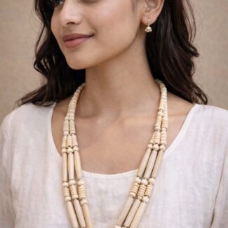 Handcrafted Natural  Bead Tribal Necklace – Boho Ethnic Statement Jewelry