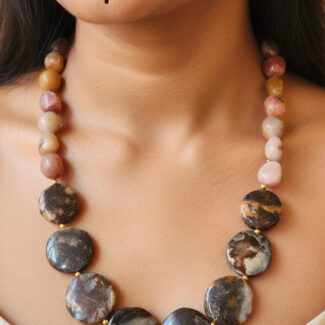 Natural Agate Stone Beads Necklace | Handmade Statement Gemstone Necklace for Women | Elegant Ethnic & Boho Jewelry