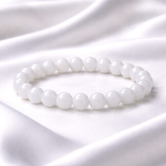 6pcs Pack Milky White Beaded Bracelet – 10mm Stretchable Best quality Imported Glass Beads