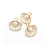 (Pack of 10 pcs) Seashell Pearl Enamel Charms Pendant for Jewelry Making DIY Earrings Necklace, White
