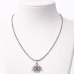 2mm ball chain necklace with small eye charms antique silver plated, size 16 inches long