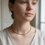 16 Inch Multicolor Seed Beads Choker Necklace Minimal Colorful Jewelry